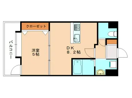 NO50 A.PRIORI南小倉(1DK/4階)の間取り写真