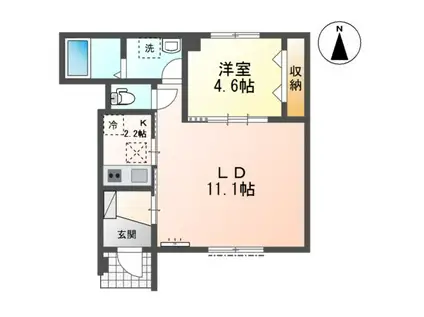 HOLLY (1LDK/1階)の間取り写真