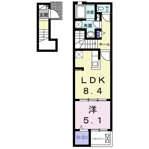 アパイサント(1LDK/2階)の間取り写真