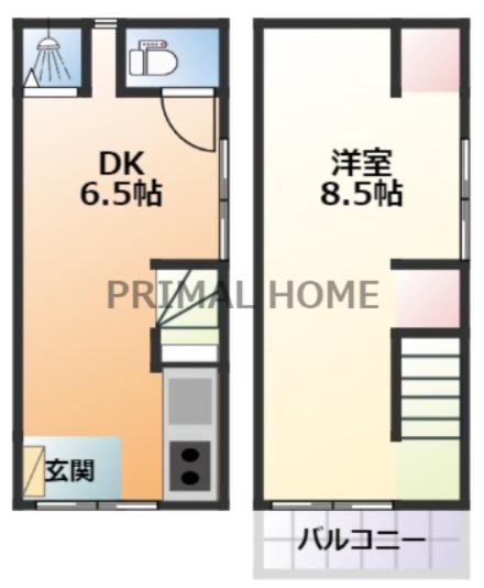 浦島町ハイツ(1DK/1階)の間取り写真