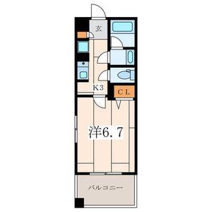 ライムレジデンス汐入(1K/4階)の間取り写真