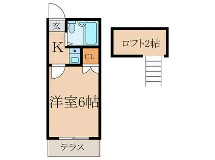 鷺宮ハウス92(1K/1階)の間取り写真