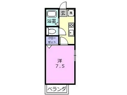 サウスゲート A棟(1K/2階)の間取り写真