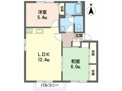 アークヒルズ中村(2LDK/2階)の間取り写真