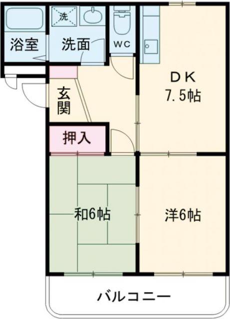 コスモハイツ(2DK/2階)の間取り写真