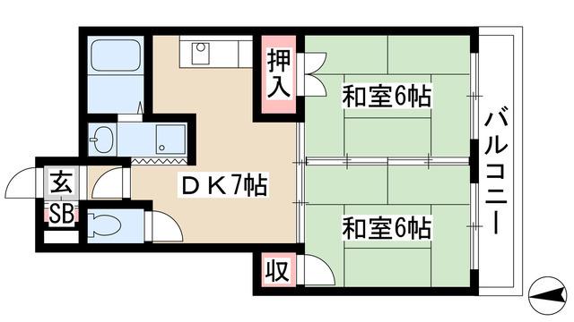 ハイツなかえ(2DK/5階)の間取り写真