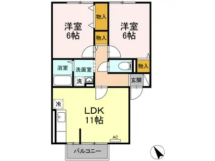 ウィルオルメ(2LDK/2階)の間取り写真