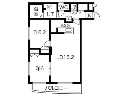 ラ・ヴィッサ宮の沢 LA VISSA MIYANOSAWA(2LDK/3階)の間取り写真