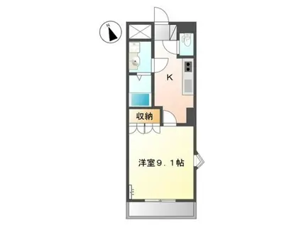 アムールミナト(1K/2階)の間取り写真