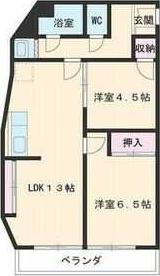 レジデンスヒルズ向台(2LDK/2階)の間取り写真