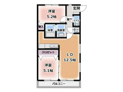 グランコートII(2LDK/2階)の間取り写真