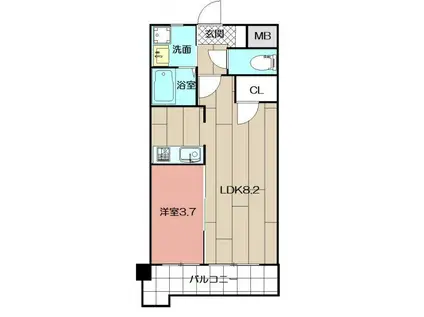 白銀マンション(1LDK/11階)の間取り写真