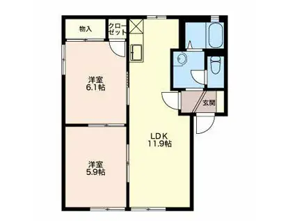 アルカディア島田 A(2LDK/2階)の間取り写真