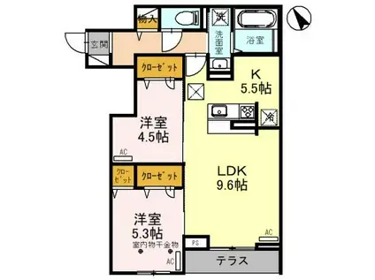 CLASSEUM連坊I(2LDK/1階)の間取り写真