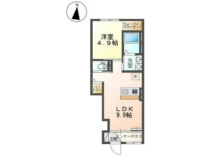 ラピスラズリ(1LDK/1階)の間取り写真