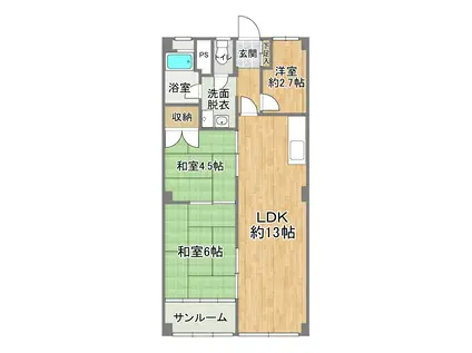 京橋第2コーポ(2LDK/2階)の間取り写真