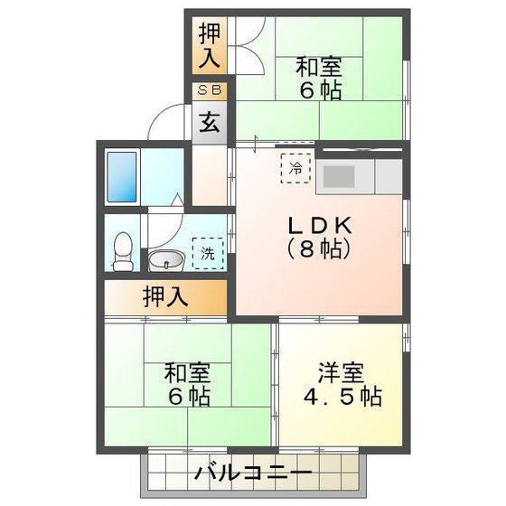 クレール高松山(3LDK/2階)の間取り写真