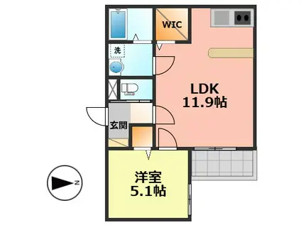 FIKA庄内緑地公園(1LDK/2階)の間取り写真