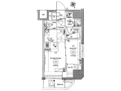 シーフォルム上野アジールコート(1DK/3階)の間取り写真