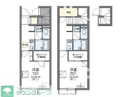 レオパレスサンフラワーA(1K/1階)の間取り写真