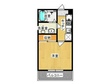 アヴェンタドール(1K/3階)の間取り写真