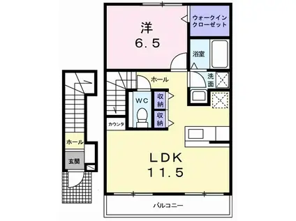プラティークレーブIV(1LDK/2階)の間取り写真