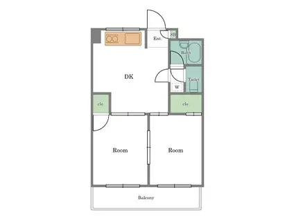 コレアパレス常葉(2DK/2階)の間取り写真