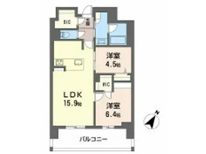 リビエナ グラン 新梅田(2LDK/4階)の間取り写真