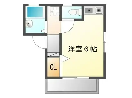 プリュムエトワール(ワンルーム/2階)の間取り写真