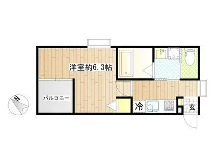 アクアコート宮千代(1K/1階)の間取り写真