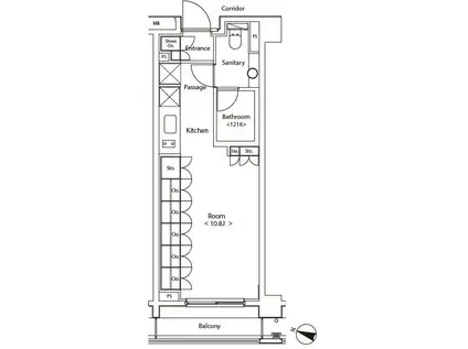 カスタリア新宿夏目坂(ワンルーム/4階)の間取り写真