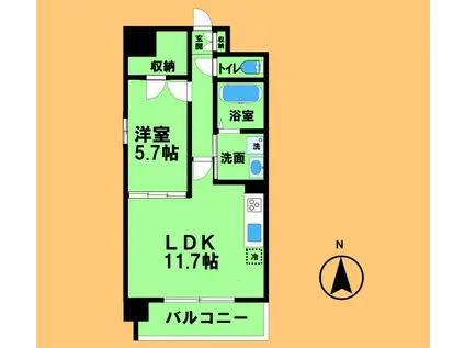 レジデンス悠海(1LDK/5階)の間取り写真