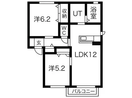 ブランシェR(2LDK/2階)の間取り写真