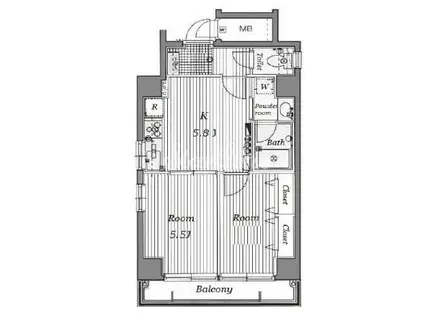 ガラ・シティ蔵前(2DK/3階)の間取り写真