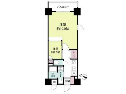 コスモリード神戸三宮(2K/2階)の間取り写真