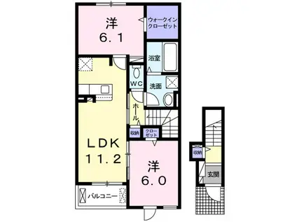 メゾン ソレイユ S(2LDK/2階)の間取り写真