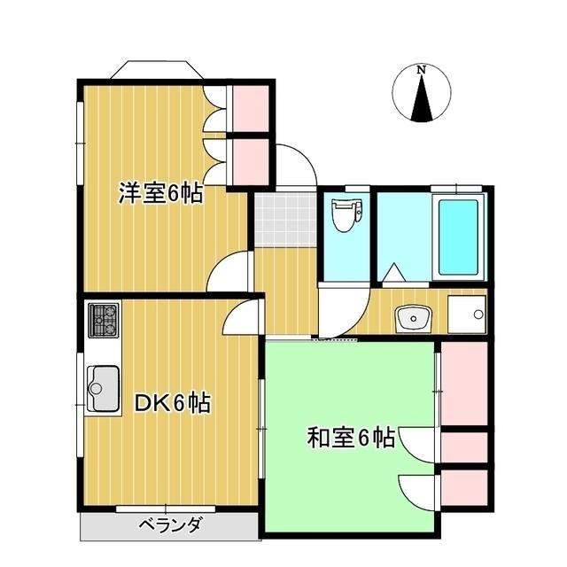 弥生ハイツ2(2DK/2階)の間取り写真