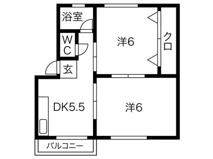 シャルマン松坂(2DK/2階)の間取り写真