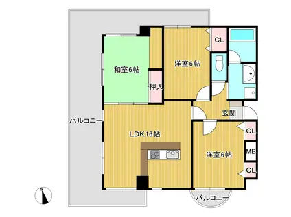 ナビオ水前寺(3LDK/8階)の間取り写真