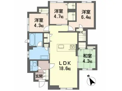 LA・SAKI福沢町(4LDK/1階)の間取り写真