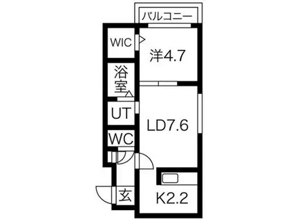 クラヴィス発寒南(1LDK/1階)の間取り写真