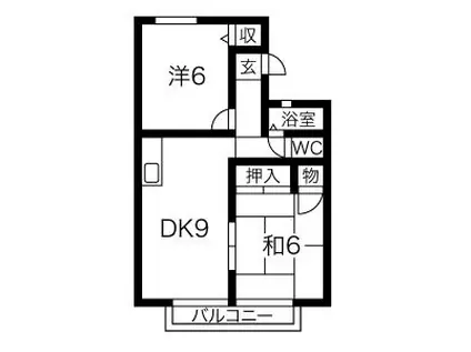 エリアエスペラント(2LDK/2階)の間取り写真