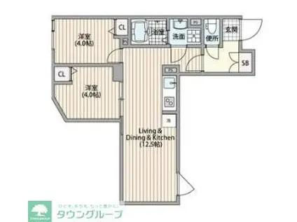 HJクラウンI(2LDK/1階)の間取り写真