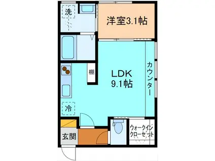 INTEGRAL N・Y(1LDK/2階)の間取り写真