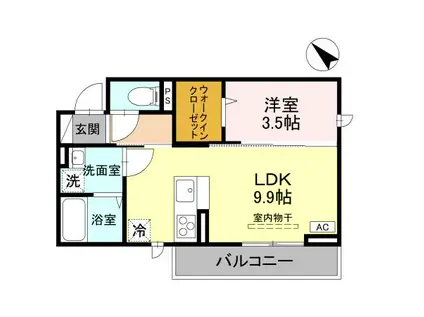 CLASSEUM幸西IV(1LDK/2階)の間取り写真