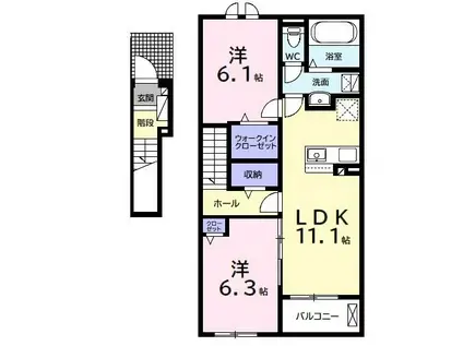 ドマーニA(2LDK/2階)の間取り写真