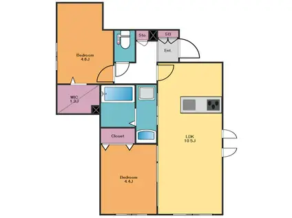 豪徳寺2丁目メゾン(2LDK/1階)の間取り写真