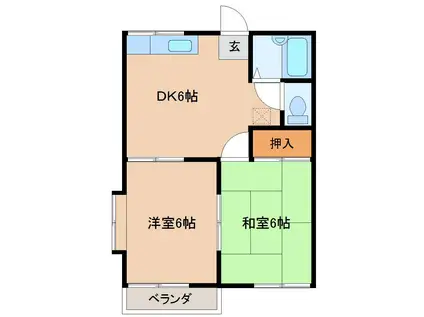 メゾンクレールC(2DK/1階)の間取り写真