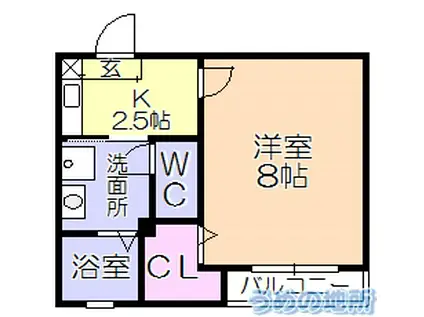 リブレアエムアールII(1K/2階)の間取り写真