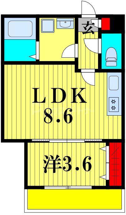 ジーメゾン増尾ミューズ(1LDK/3階)の間取り写真